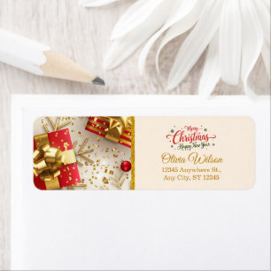 Personalized Gold & Red Festive Holiday Mailing
