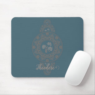 Personalized Gold Rococo Lotus Ornamental Mandala Mouse Pad