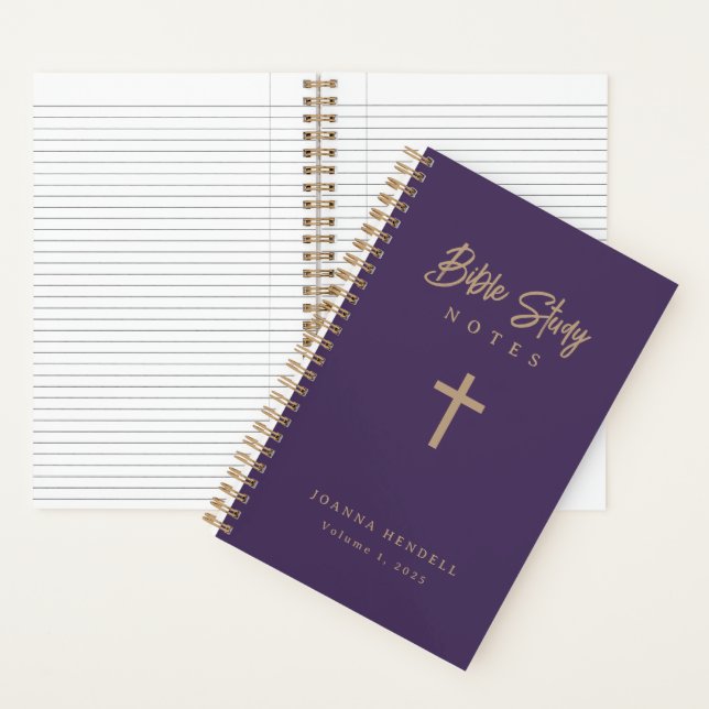 Personalized Gold Script Purple Bible Study Notebook (Inside)
