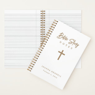Personalized Gold Script White Bible Study Notebook