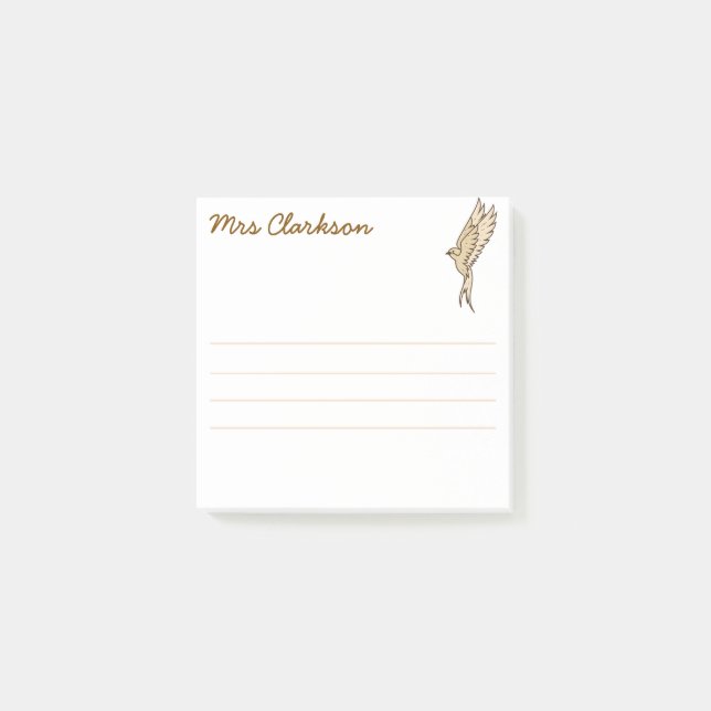 Personalized Gold Swallow for Homeschool parents Post-it Notes (Front)