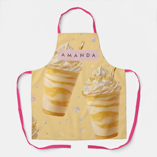 Personalized Golden Caramel Swirl Milkshake Apron (Front)