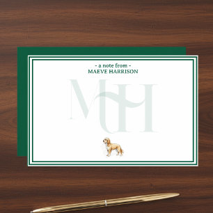 Personalized Golden Doodle Note Monogram Stationery
