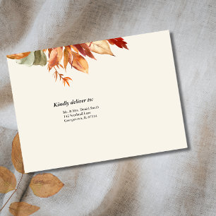 Personalized Golden Fall Leaves Wedding Invitation Envelope