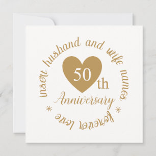 Personalized Golden Heart 50th Wedding Anniversary Card