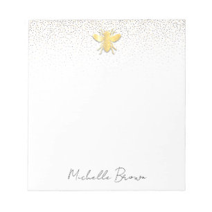 Personalized Golden Honey Bee Notepad