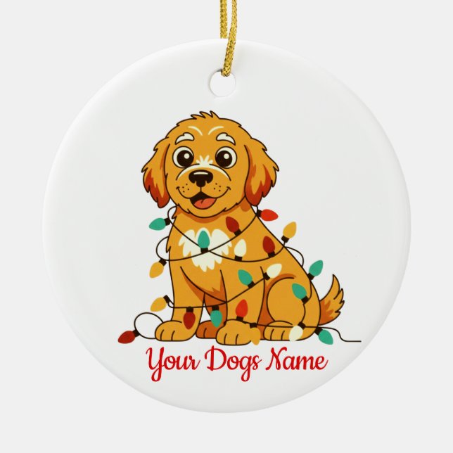 Personalized Golden Retriever Christmas Ornament (Front)