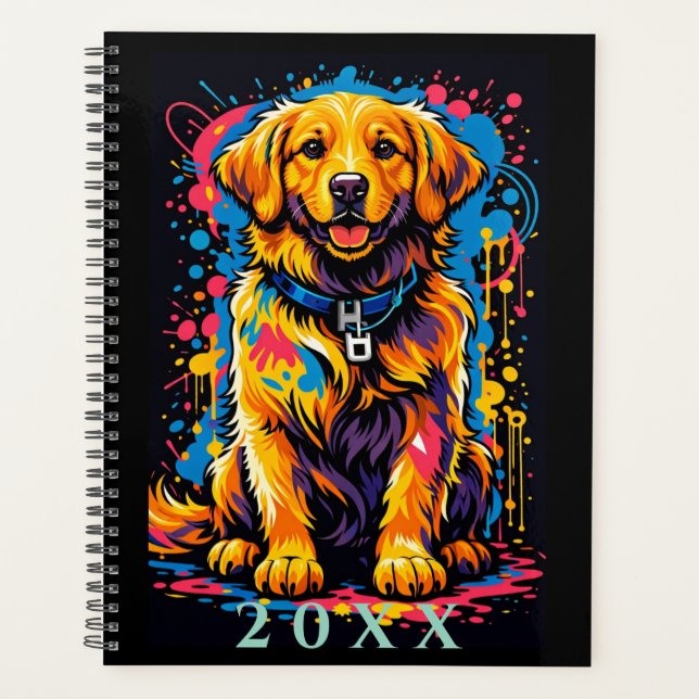 Personalized Golden Retriever Color Splash Planner (Front)