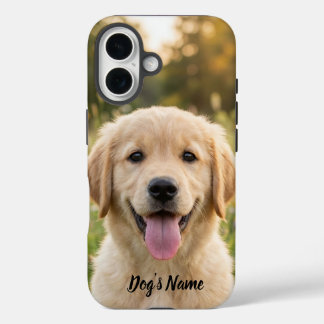 Personalized Golden Retriever Photo and Name iPhone 16 Case