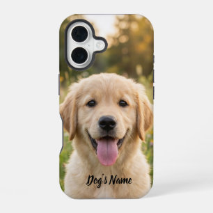 Personalized Golden Retriever Photo and Name iPhone 16 Case