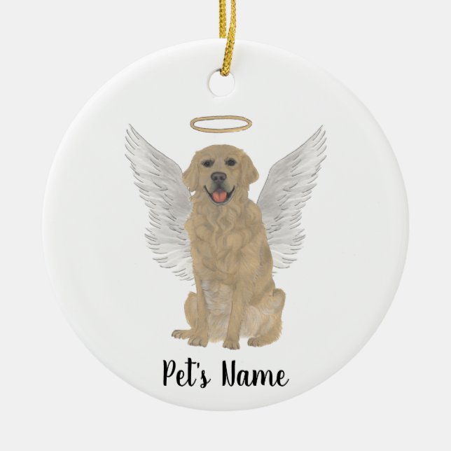 Personalized Golden Retriever Sympathy Memorial Ceramic Tree Decoration (Front)