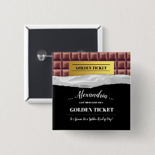 Personalized Golden Ticket Chocolate Party Favor 15 Cm Square Badge