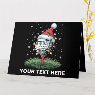 Personalized Golf Ball Christmas Tree Santa Hat  Card