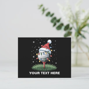Personalized Golf Ball Christmas Tree Santa Hat Holiday Postcard