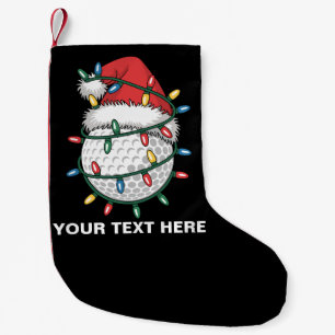 Personalized Golf Ball Santa Hat Christmas Lights Small Christmas Stocking