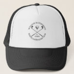 Personalized Golf Club Name Modern Classic Trucker Hat<br><div class="desc">Featuring a classic crossed golf clubs and golf ball design these golf hats are ideal for all golf clubs and golf club members. Personalize with the name of the club member,  golf club name and the year the golf club was established. Designed by Thisisnotme©</div>