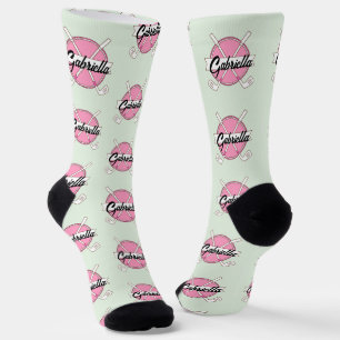 Personalized Golf Clubs Pink/Green Monogram  Socks