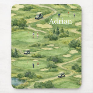 Personalized golf course mouse pad