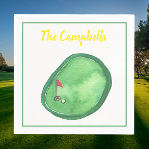Personalized Golf Green Red Flag  Napkin