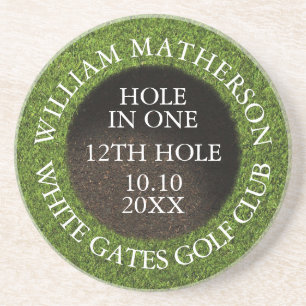 Personalized Golf Hole in One Award Coaster
