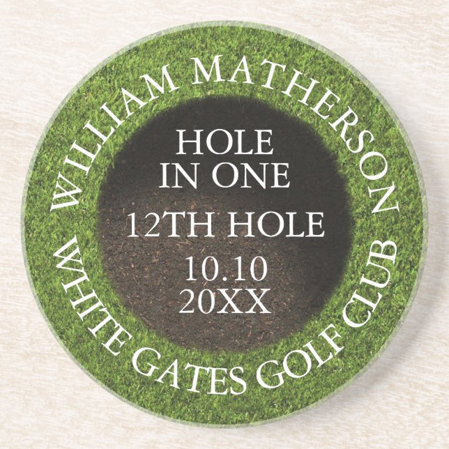 Personalized Golf Hole in One Award Coaster (Front)