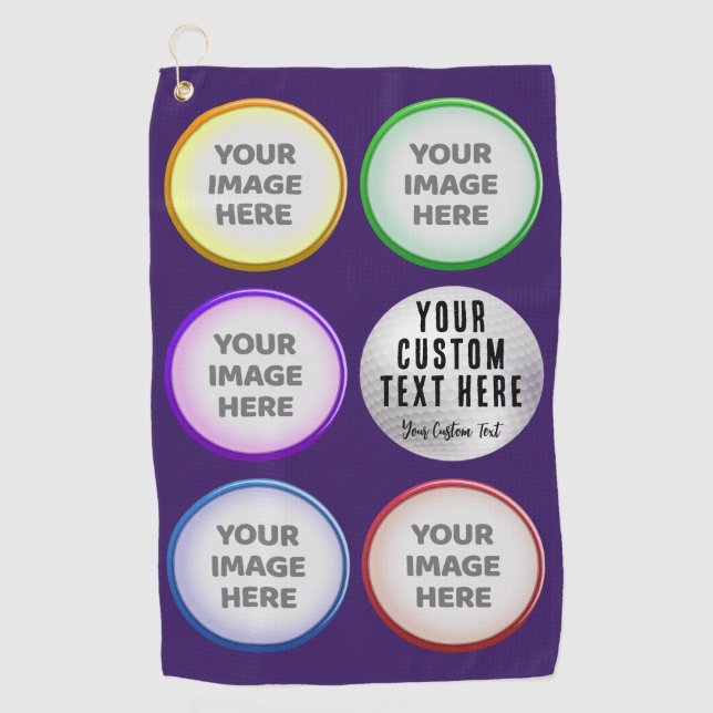 Personalized Golf Photo Collage Gift Towel (Front)