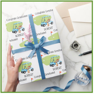 Personalized Golf Themed Name Graduation Wrapping Paper
