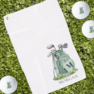 Personalized Golfer Green Monogram Golf Towel
