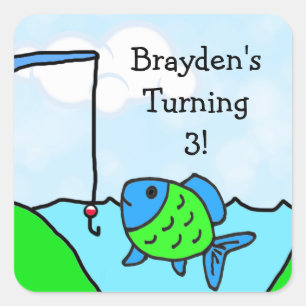 Personalized Gone Fishing Boy's Birthday Stickers