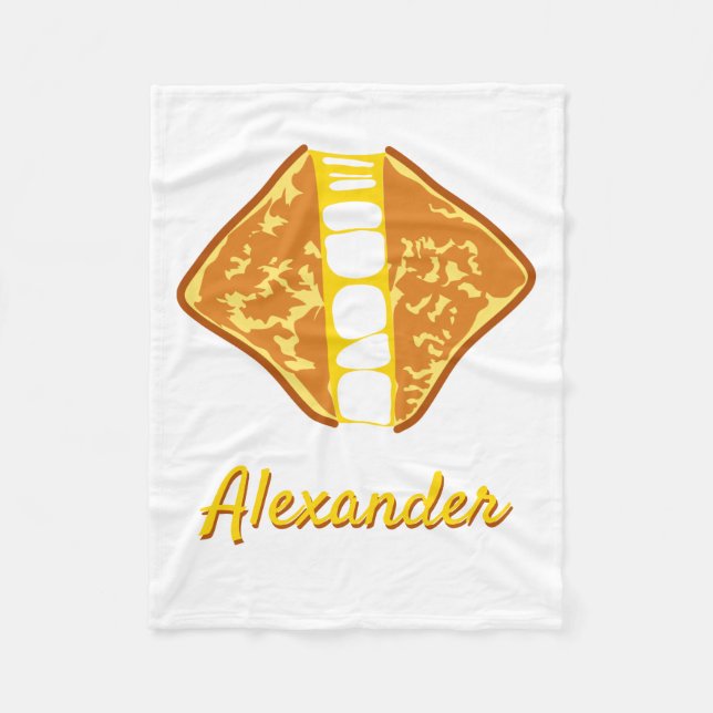 Personalized Gooey Grilled Cheese Sandwich Fleece Blanket (Front)