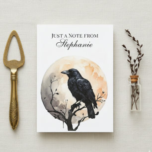 Personalized Gothic Crow Moon Note Card