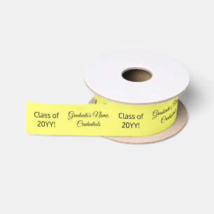 Personalized Grad Name Degree Class Blue Yellow Satin Ribbon