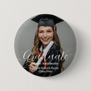 Personalized Graduate Photo Elegant Graduation  6 Cm Round Badge