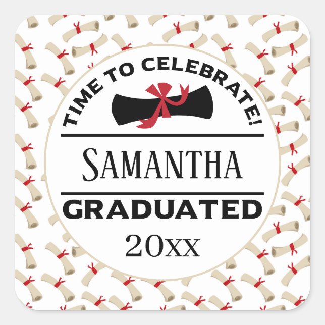 Personalized Graduation Gift | Time To Celebrate Square Sticker (Front)