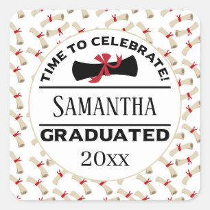 Personalized Graduation Gift   Time To Celebrate Square Sticker