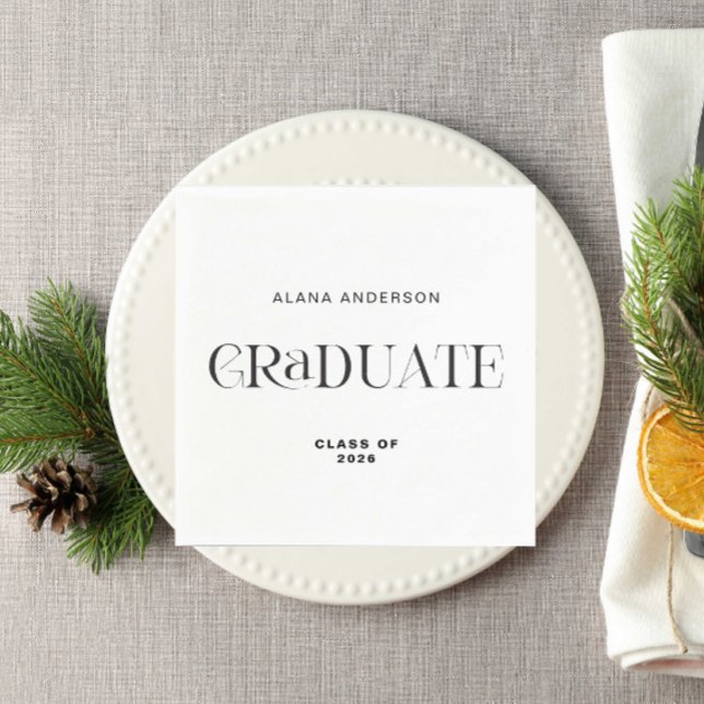 Personalized Graduation Modern Minimal Elegant Napkin (Creator Uploaded)