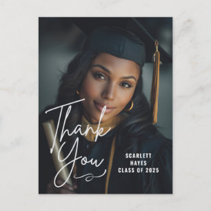 Personalized Graduation Photo   Casual Handwritten Postcard