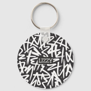 Personalized Graffiti Name Pattern — Custom Urban Key Ring