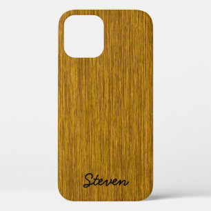 Personalized Grainy Golden Wood iPhone 12 Case