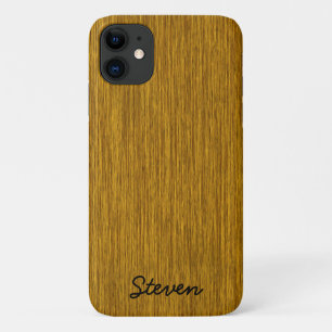 Personalized Grainy Golden Wood Case-Mate iPhone Case