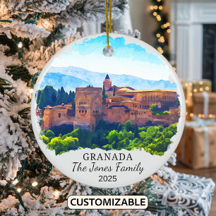 Personalized Granada Ornament, Spain Ceramic Tree Decoration