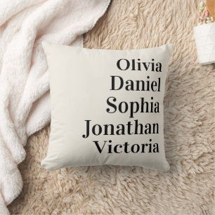 Personalized Grandchildren Names   Cream and Black Cushion
