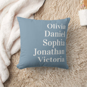 Personalized Grandchildren Names   Dusty Blue Cushion