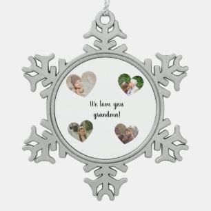 Personalized Grandchildren Photo Collage  Snowflake Pewter Christmas Ornament