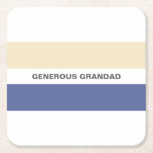 Personalized Granddad Peach and Blue Square Paper Coaster