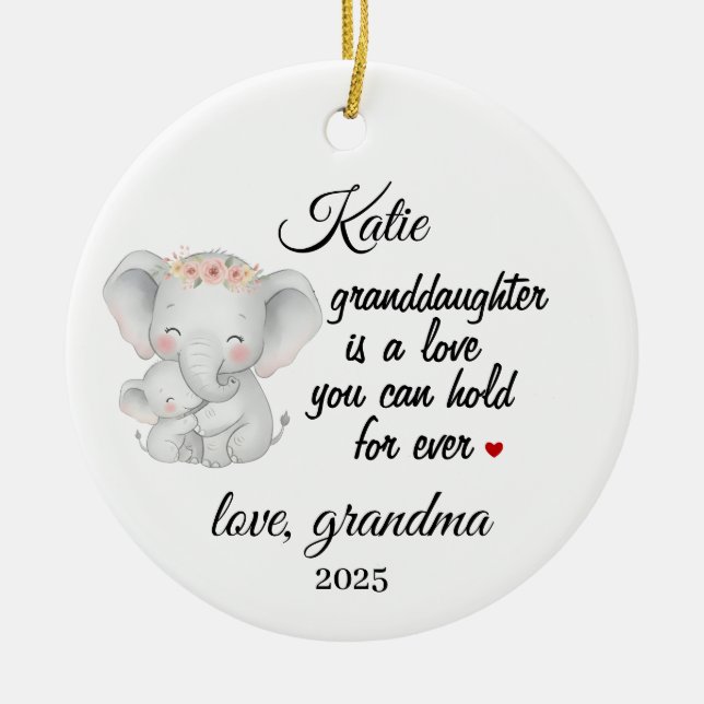 Personalized Granddaughter, Gift from grandma Ceramic Tree Decoration (Front)