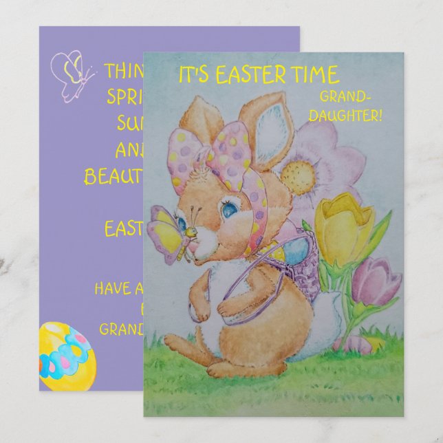 Personalized Granddaughter's Easter Greeting Card  (Front/Back)