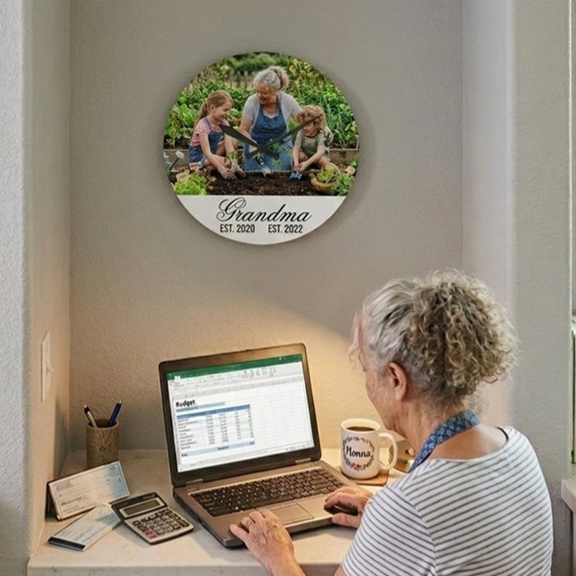 Personalized Grandma Established Photo Keepsake Large Clock (Personalized Grandma Established Photo Keepsake Large Clock)