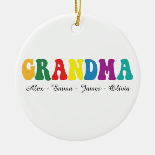 Personalized Grandma Gift with Grandkids’ Names Ceramic Tree Decoration