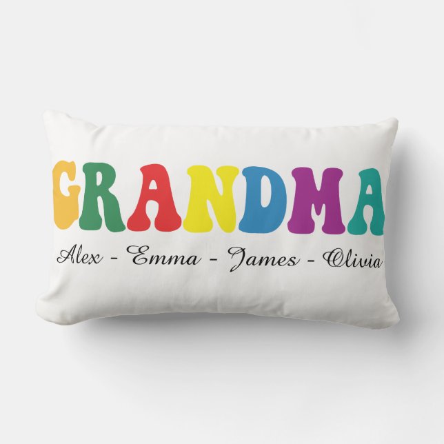 Personalized Grandma Gift with Grandkids’ Names Lumbar Cushion (Front)
